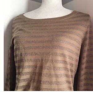 NWT TALBOTS Striped Metallic Long Sleeve Top